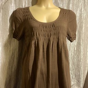 M.L.L.P. Sweater Dress L Chocolate Brown Stretchy Short Sleeve Rayon Pullover